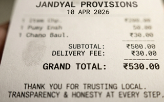 Clear bill view showing product total and delivery separately
